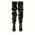 thumbnail image 6 of Womens Over the Knee Stiletto Dress Boots Slouchy Patent Leather Pointed Toe High Heels Thigh High Tall Boots, 6 of 7