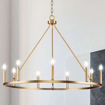 Luxury Modern Farmhouse Chandelier, Vintage Brass, UHP4604