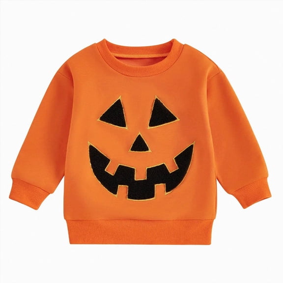 Gerichy Toddler Baby Girl Boy Halloween Outfit Pumpkin Embroidery Knit Sweater Sweatshirt Top Fall Winter Clothes 12M-5T