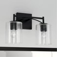 thumbnail image 2 of Capital Lighting 142021MB-510 Peyton Industrial Clear Seeded Glass Bath Vanity Wall Mount, 2-Light 200 Total Watts, 10"H x 14"W, Matte Black, 2 of 5