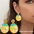 thumbnail image 3 of LYMAYTER Colorful Bunny Flower Pattern Earrings 1 Pair Easter Egg Earrings - Colorful, Bunny Pattern, 3 of 7