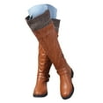 thumbnail image 1 of Platform Knee High Boots for Women Casual Leather Knit Wide Calf Over The Knee Tall Riding Boots Winter Fall, 1 of 6