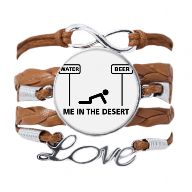 Agua del desierto cerveza de rodillas Pulsera de cuero Negro trenzado pulsera de cuerda de amor Unbranded M