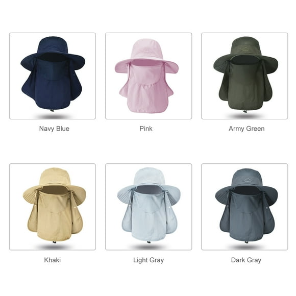 Chapeau de Pêche à Grand Bord avec Rabat Amovible pour le Visage et le Cou, Protection Solaire d'Été pour l'Extérieur, Pêche pour Hommes et Femmes