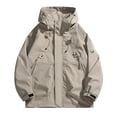 thumbnail image 2 of RXIRUCGD Men's Stitching Drawstring Hooded Slim Fashion Jacket Coat Outwear, Khaki, Size: M, 2 of 4