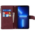 thumbnail image 6 of iPhone 13 Pro Max Phone Case Wallet for Women Men with Card Holder, iPhone 13 Pro Max Crossbody Case with Strap Shoulder Lanyard, Zipper Pocket PU Leather Cases,6.7 Inch Burgundy, 6 of 18