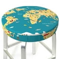 thumbnail image 3 of Daiia World Map With Landmarks Stool Covers Round,Round Bar Stool Covers Waterproof Bar Chair Covers Washable Stool Cushion Slipcover for 12-14 Inch Chair-, 3 of 7