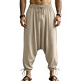thumbnail image 4 of Daiosportswear Men's Medieval Renaissance Pants Viking Navigator Baggy Harem Pants Pirate Halloween Retro Costume Trousers Khaki XXL, 4 of 8