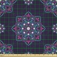 thumbnail image 2 of Ambesonne Abstract Fabric by the Yard Upholstery, Dots Flowers Mandala Style, 10 Yards, Dark Purple Sky Blue, 2 of 5