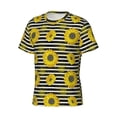 thumbnail image 5 of Qekee Sunflowers On Black And White Stripes Classic Fit T-Shirt Men's Shirt Men's Tight Short Sleeves for Exercise, Running, Mountaineering - Sunflowers On Black And White Stripes, 5 of 9