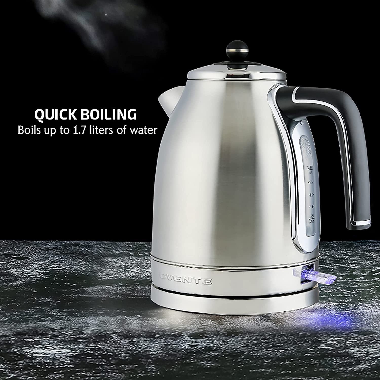 Rae Dunn Electric Water Kettle - Stainless Steel Coffee Maker, 1.7 Liter  Tea Kettle, Electric Hot Water Kettle with Automatic Shut Off Boil-Dry