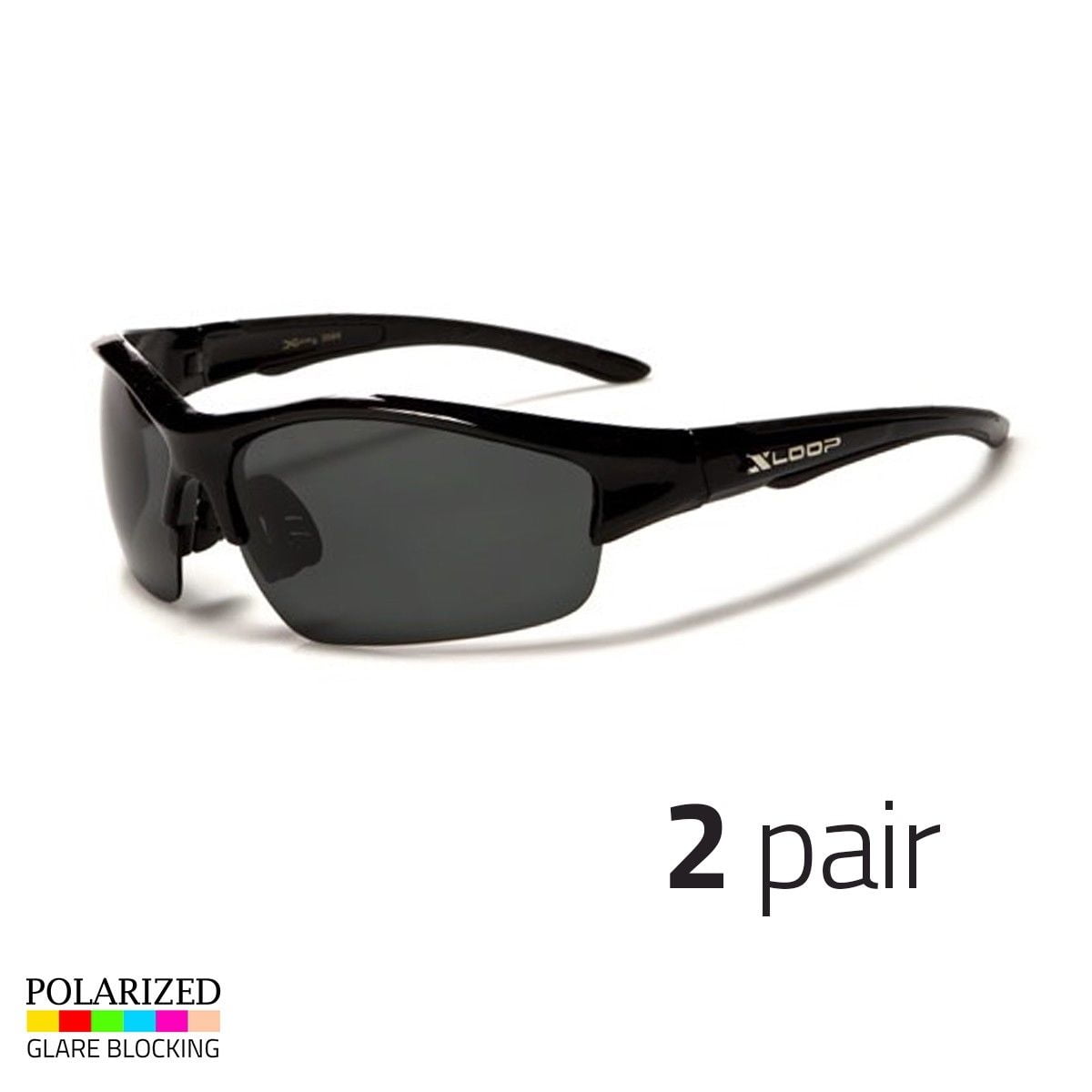 2 Pair Polarized Mens Wrap Around Fashion Sunglasses Fishing Golf Sport