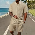 thumbnail image 2 of JIKNTTR Men's Polo Shirt And Shorts Set Solid Color Button Down Short Sleeved Shirt And Drawstring Shorts Mens Casual Sports Two Piece Set Stylish Shorts Suit, 2 of 6