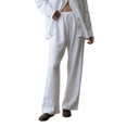 thumbnail image 2 of Elippeo Womens Pull On Pants Elastic Waistband Solid Color Wide Leg Loose Casual Comfy Trousers, 2 of 8