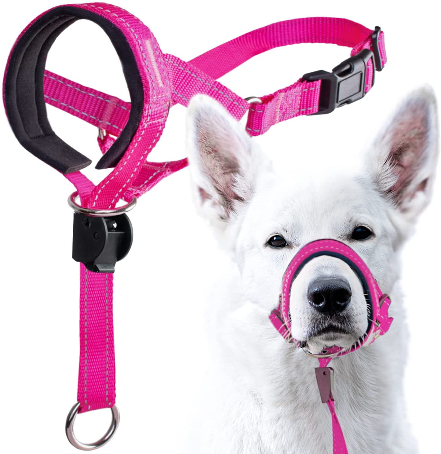 GoodBoy Dog Head Halter with Safety Strap Head Collar Training Guide Included Size 1, Black Padded Headcollar for Small Medium and Large Dog Sizes Stops Heavy Pulling On The Leash