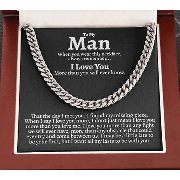 A mi hombre collar de cadena cubana de acero inoxidable para él, regalos de cumpleaños para el novio marido, a los regalos de mi marido, a los regalos de mi novio