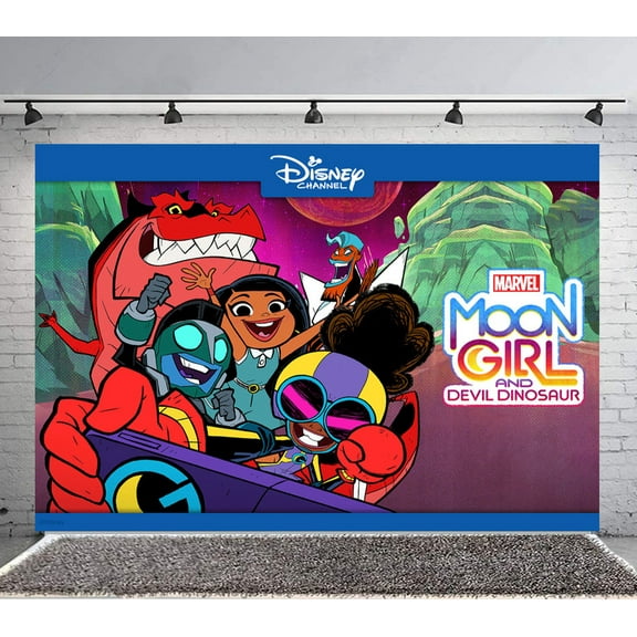 Moon Girl and Devil Dinosaur Backdrop Banner Party Supplies Poster Movie Theme Background for Photography Birthday Decorations