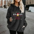 thumbnail image 2 of SwiftWear Women's Merry Christmas Print Fleece Lined Hoodie - Double-Sided Plush Pullover with Drawstring Hood, Festive Holiday Plus Size Tops Black, 2 of 4