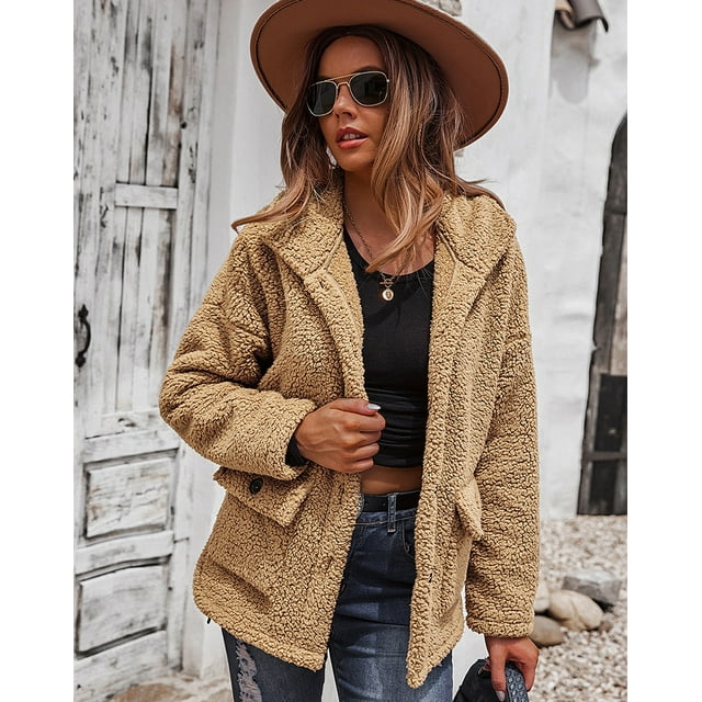 REDHOTYPE Veste en Peluche Hiver Décontractée pour Femmes