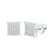10K White Gold Round Diamond Square Nicoles Dream Collection Earrings - 0.5 CTTW