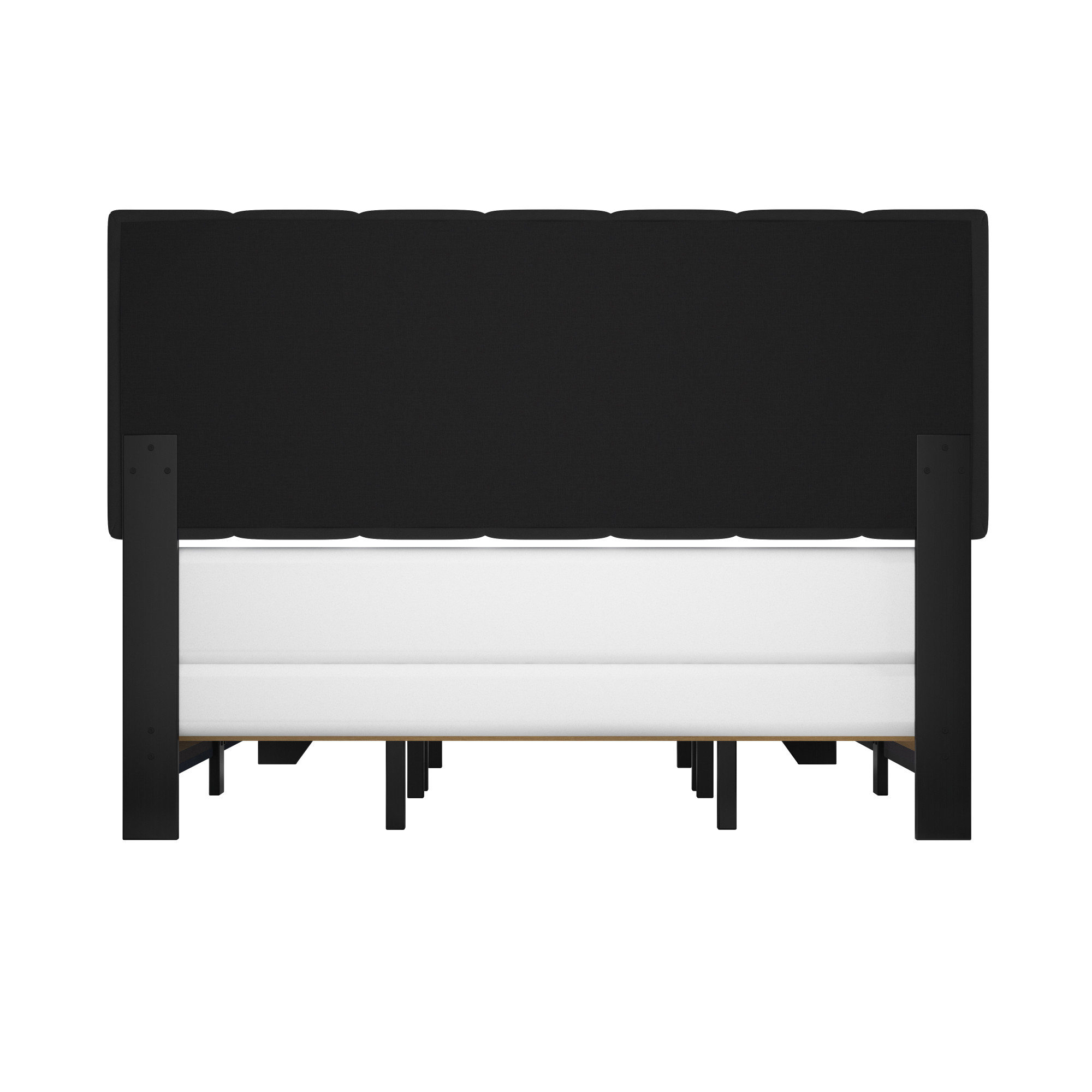 Reece Channel Stitched Upholstered Queen Bed, Black, by Hillsdale Living Essentials