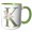 Green/White, variant on 3drose, Green Monogram Initial K Pretty Floral and Bird, 11oz Two-tone Yellow Mug