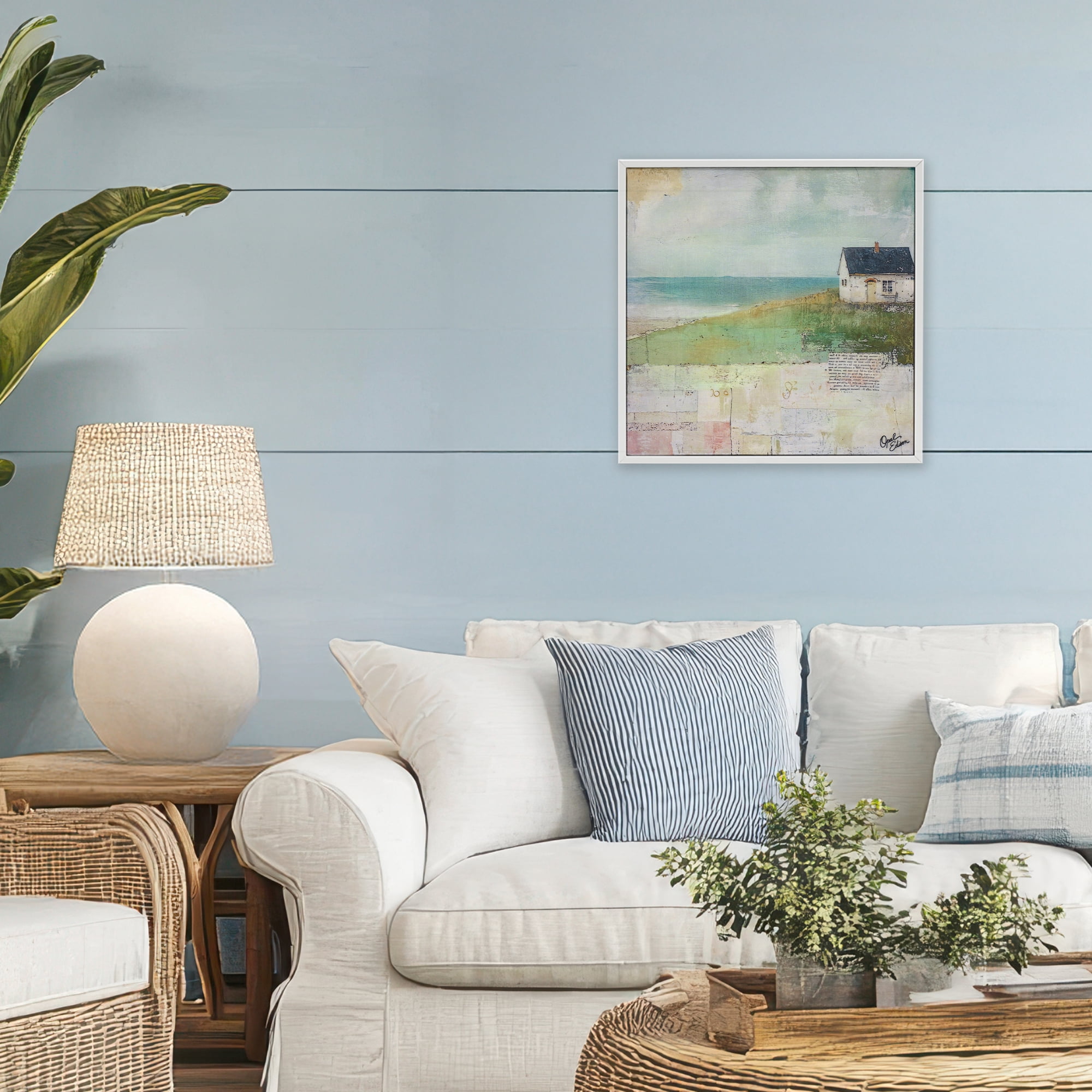 Stupell Industries Quiet Place By The Coast White Framed Giclee Art, design by Opal Edison