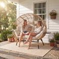 thumbnail image 3 of CHINNLUU Double Egg Chair Indoor Outdoor Stationary Oversized Thicken Padded Cushions,2 Person Egg Loveseat Chair, Extra Large Lounge Chair for Patio Balcony Porch - (Beige Radial), 3 of 10