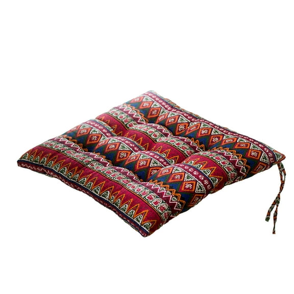 Bohemian Floor Pillows Seating 17.7 Inch Ethnic Floor Cushions Sitting Pillows Square Yoga Meditation Pouf for Living Room Balcony Office Tatami