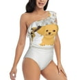 thumbnail image 3 of Pofeuu Cute Dog In Bathtub Print Women's One Piece Swimsuits One Shoulder Swimwear Asymmetric Ruffle Monokinis Bathing Suits-Medium, 3 of 6
