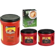 Folgers Coffee Bar Combo 1-48oz Classic Roast Coffee, 2-24.2oz Black Silk Coffee Canisters Plus 50ct Stevia In The Raw