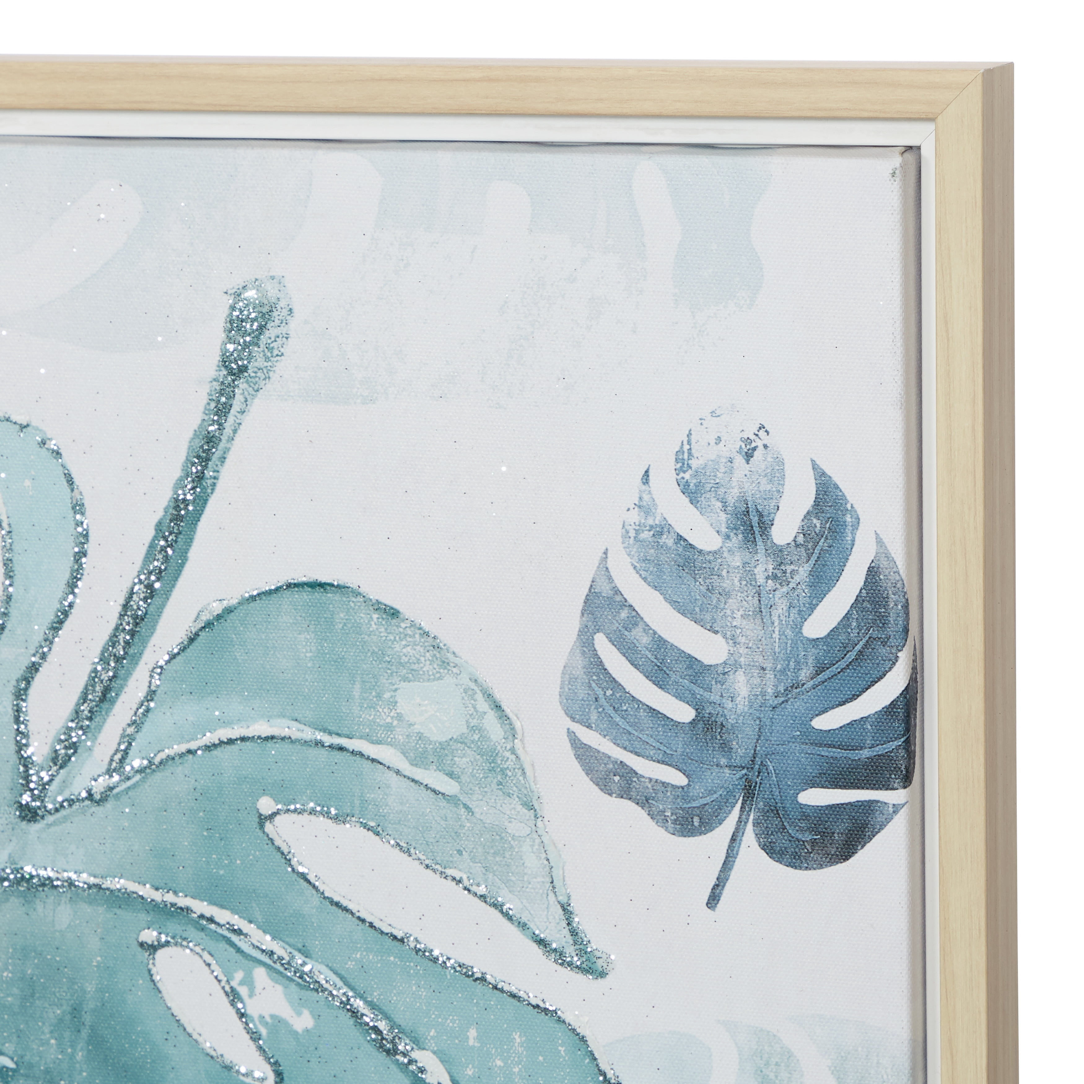24" x 24" Tropical Leaf Framed Wall Art with Brown Frame, by CosmoLiving by Cosmopolitan (2 Count)
