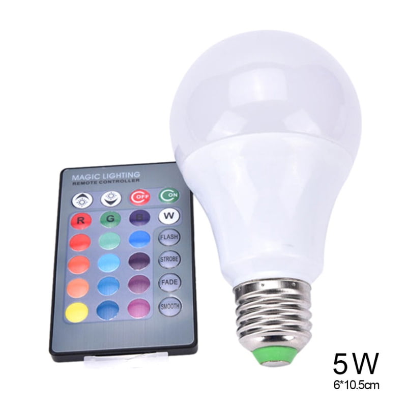 E27 LED Light Bulb RGB Color Changing 5w A19 White Bulb With Remote 2pack offer 