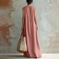 thumbnail image 3 of Levmjia Womens V Neck Maxi Dress With Contrast Pockets Loose Fit A Line Flowy Sleeveless Casual Long Dress Lightweight Breathable Solid Color Beach Vacation Daily Wear, 3 of 8