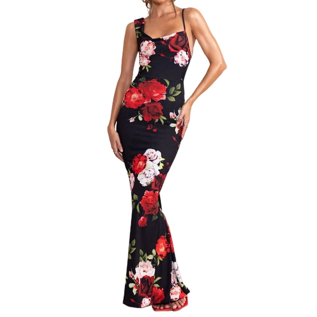 Vestido Elegante Vestido elegante para mujer Vestido sin espalda suspendido Vestido sin mangas Fiesta (Multicolor L) Cgtredaw Para estrenar