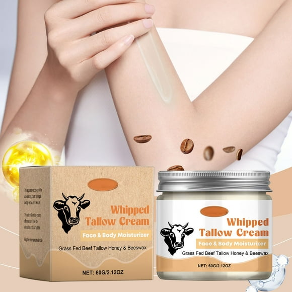 Beef Tallow for Skin: Handmade Beef Tallow for Face - Organic Grass-Fed Whipped Beef Tallow and Honey Balm Tallow Face Moisturizer Smooth Soft for Dry Skin