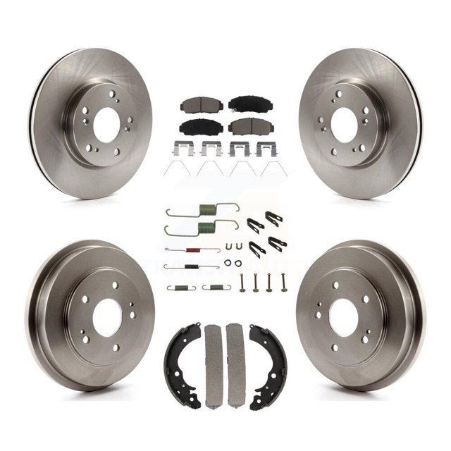 CMX Front Rear Disc Brake Rotors Ceramic Pads and Drum Kit (7Pc) for Car Honda Civic K8C-103062