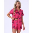thumbnail image 3 of DARING DIVA Women's Pajama Sets Short Sleeves Bow Button Up Tops and Shorts XL Hot Pink, 3 of 7