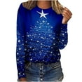 thumbnail image 2 of Pntutb Mujer Moda Suelta Manga Larga Cuello Redondo Blusa Navidad Impresión Camiseta tops Pntutb Pntutb-5929, 2 of 4