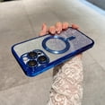 thumbnail image 1 of Magsafe Plating Gradient Glitter Clear Case For iPhone 11 16 13 14 Pro Max 14 Plus Soft Silicone Magnetic Wireless Charge Cover dark blue For iPhone 14 plus, 1 of 6
