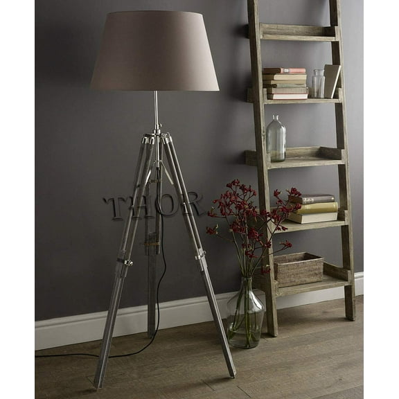 Vintage Classic Grey Tripod Floor Lamp Nautical Home Decor Lamp (Shade is not Included)