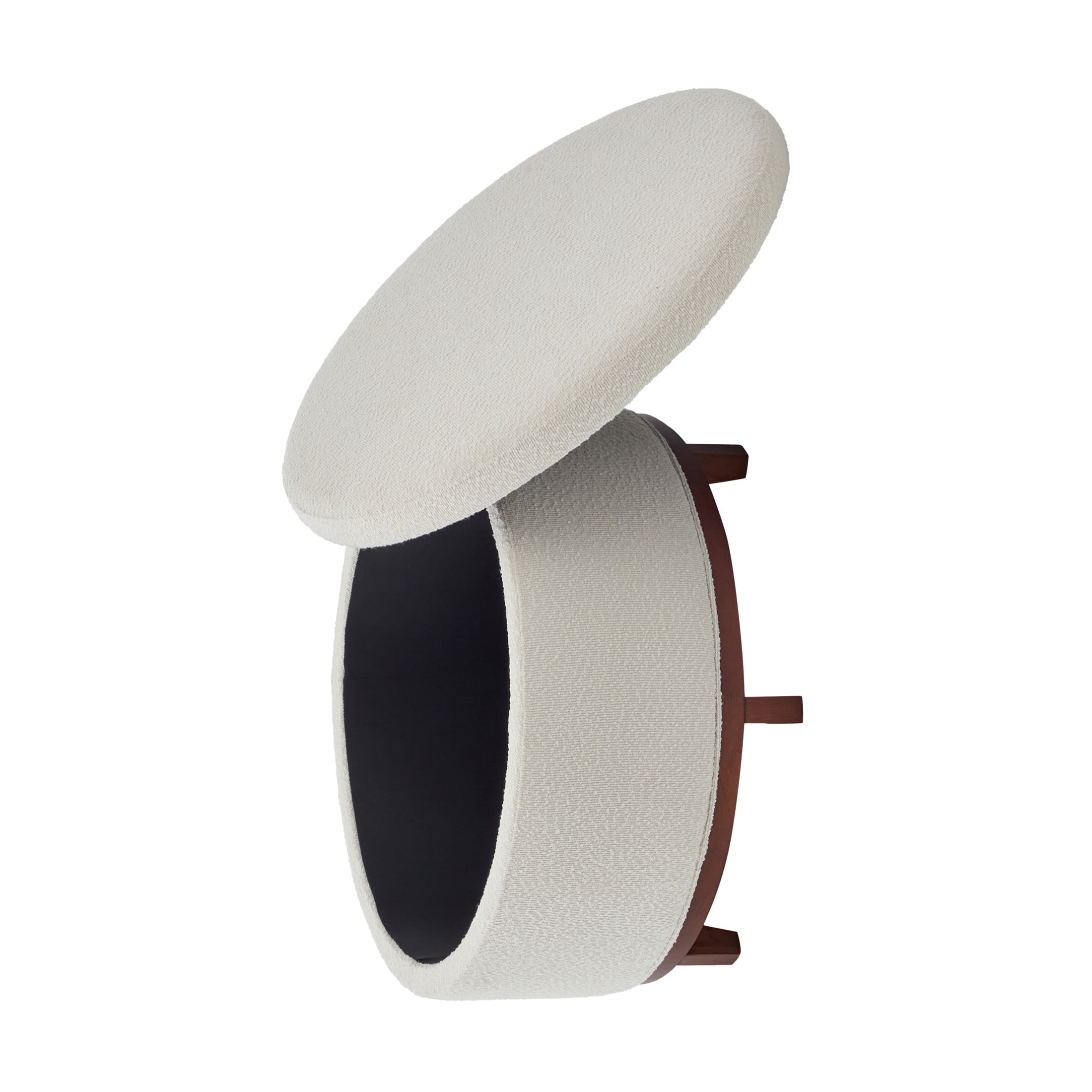 Christopher Knight Home 30.7" Modern Round Storage Ottoman, Boucle Upholstered with Wooden Legs, Beige