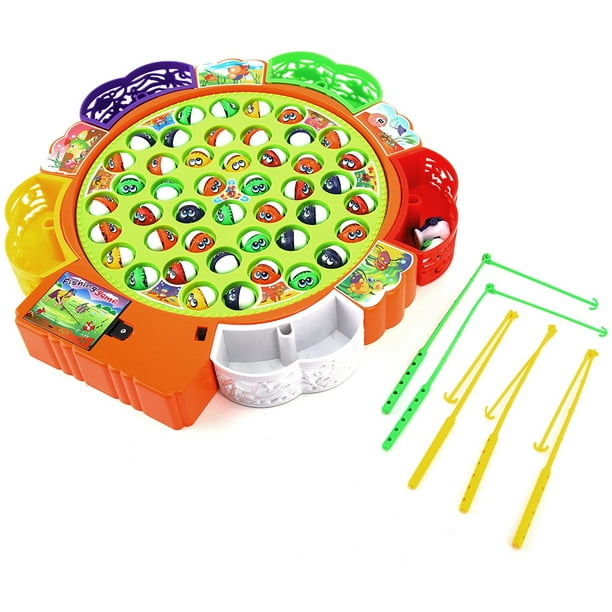 Tbest Fishing Game, Spin Fishing Toy, Interactive Gift Children Fishing Kit  With Fishing Plate For Kids 