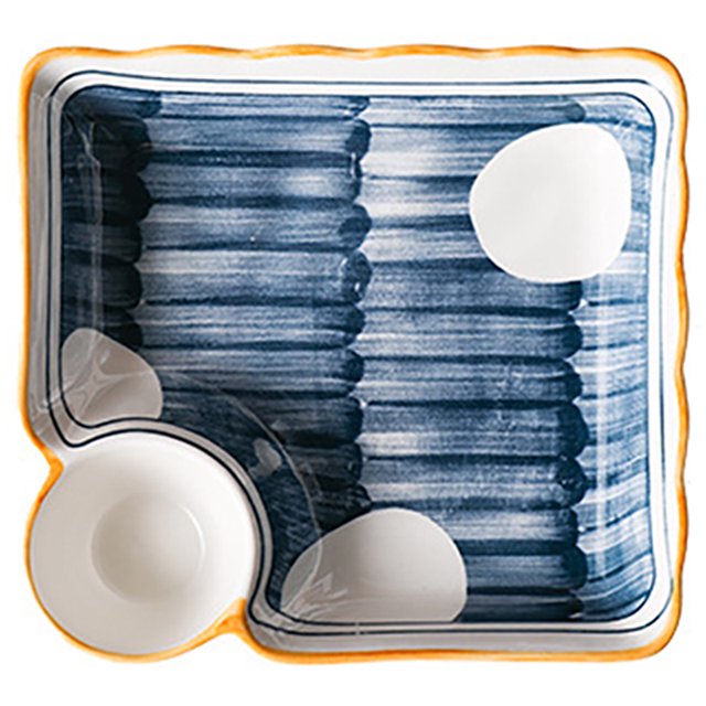 Bangcool Sushi Dish Ceramic Decorative Vintage Washable Snack Dish Kitchen Dumpling Plate