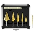 thumbnail image 2 of Fyeme Titanium Step Drill Bit Hss Steel Belt Automatic Center Punching 7 Sizes of  High-speed Steel Drill Bits Set Suitable for Sh, 2 of 10