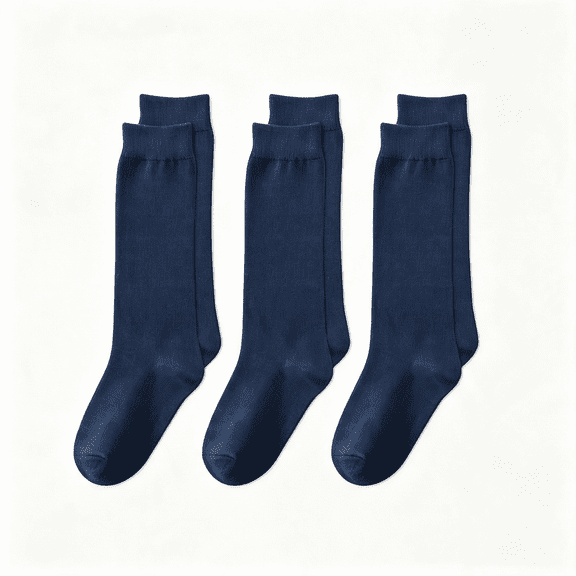 TELOLY Kids Knee High Socks - Cotton School Uniform Socks for Girls & Boys, White, Navy Blue, Boys Dress Socks 5T-15 Years