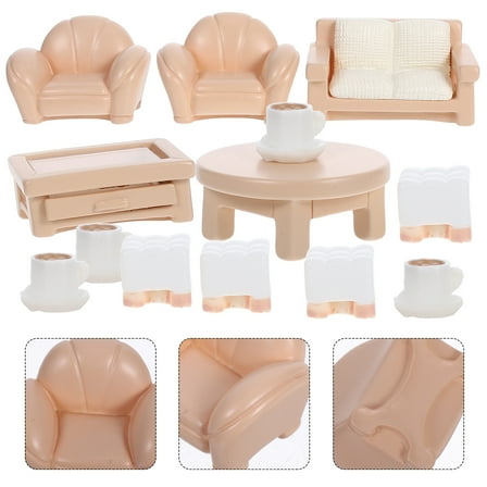 OFFIGAM Miniature House Furniture Set 13 Pieces - Compact, Portable Decor for Study Room, Dollhouse Accessories