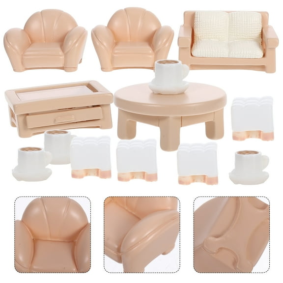 OFFIGAM Miniature House Furniture Set 13 Pieces - Compact, Portable Decor for Study Room, Dollhouse Accessories