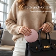 Fancii Taylor LED Lighted Travel Makeup Mirror, Rechargeable, 10x/1x Magnifying & 3 Light Settings - Compact, Portable, Large 5-inch Wide, for Handbag and Purses (Rose Gold)