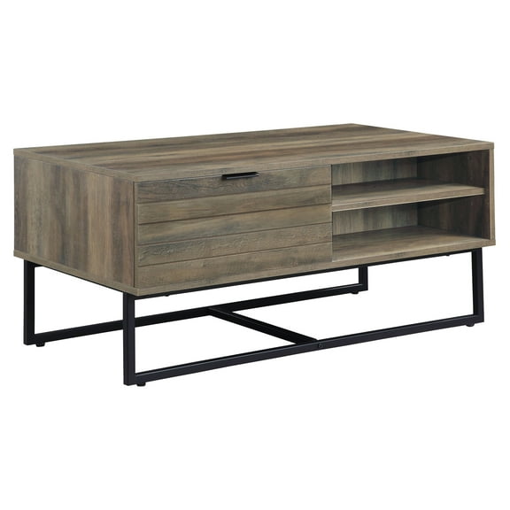 ACME Homare Rectangular Coffee Table in Rustic Oak and Black